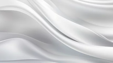 Behangcirkel Precisionist elegance: UHD matte photo of silver flowing fabrics on a white abstract background. © Miracle Arts