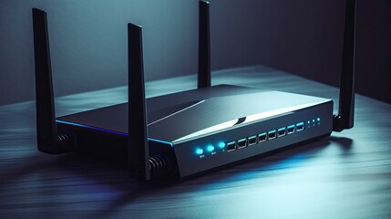 generic modern high speed router for home secure networks and online communication - obrazy, fototapety, plakaty