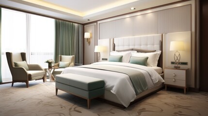 Luxury bedroom interior design. Generative AI