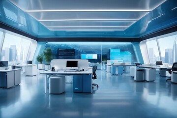 A photo of modern and futuristic office