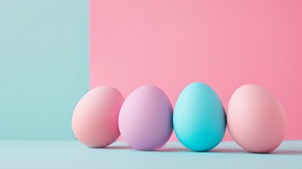 Naklejka na ściany i meble Easter eggs, colorful, minimalistic concept, on a clean pastel background 