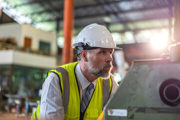 Professional labor machanic engineer technician worker senior man industrial wearing safety uniform...
