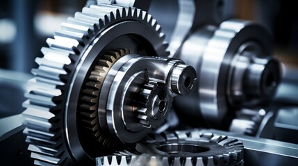 engine gear wheels,closeup view engine gears wheels  industrial background