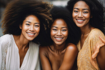 Fototapeta premium A diverse group of women are smiling at the camera.