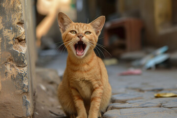 The lively spirit of a cheerful Egyptian cat, radiating joy and playfulness