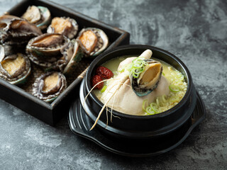  samgyetang,Ginseng Chicken Soup with Abalones