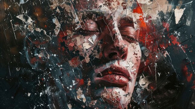 Exploring the Abstract Disintegration of the Human Face in a Captivating Visual Display