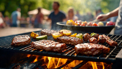 Barbecue outing on a sunny summer day