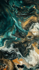  field in a metallic color palette, swirling and converging in a vast, abstract space, hints of gold and turquoise intermingling, creating a cosmic, Artwork, layering acrylics with metallic inks