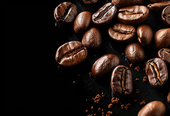 Fototapeta premium Coffee Beans isolated on white background area