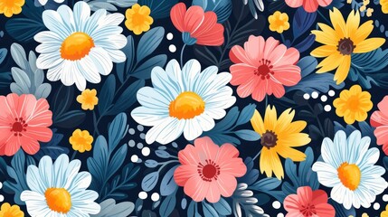 Hand painted daisy floral pattern