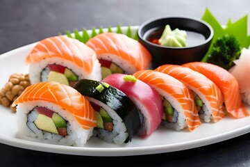  Mouthwatering-sushi-platter-featuring-an-array-of-colorful-and-expertly-crafted-rolls