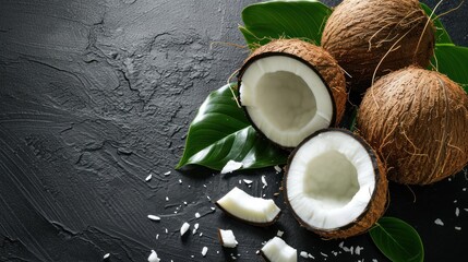 Fototapeta na wymiar Fresh mature coconuts ready to use AI generated image