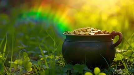 Foto op Canvas a Pot of Gold at the End of the  rainbow © MdBaki