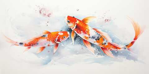 Koi fish, specifically nishikigoi (Cyprinus rubrofuscus), colorful decorative fish in a pond.