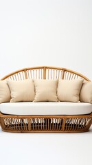 Obraz premium outdoor garden rattan straw couches on White backgrounds