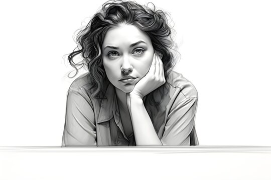 Sketch of a bored woman