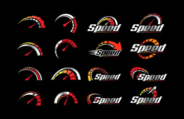 Speedometer, speed rpm logo icon design collection template