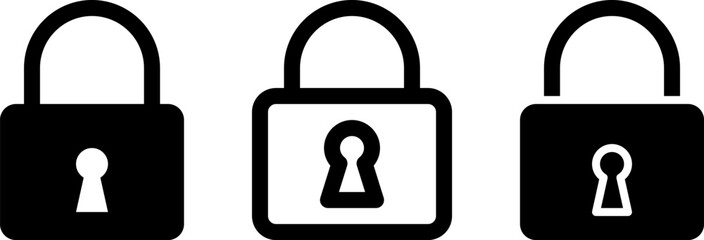 Padlock Icon Set.  Flat Security Vector Illustration. Locked Symbol.