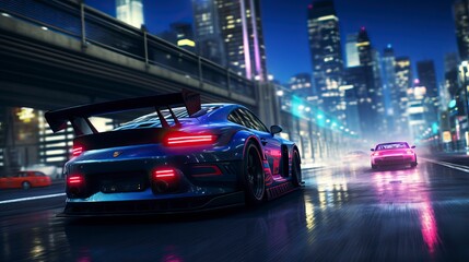 Fototapeta premium Street racing videogame gameplay with information 