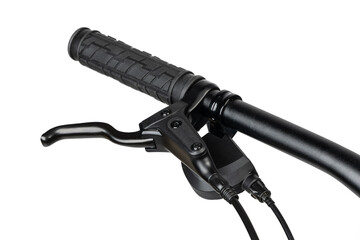 Black bicycle handlebar isolated on white background