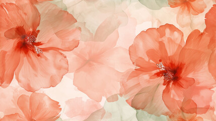 Obraz premium a close up of a bunch of flowers on a white and orange background with a name on the bottom of the picture.