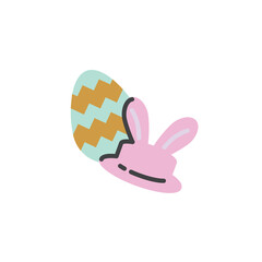 Easter parade hat and egg flat icon