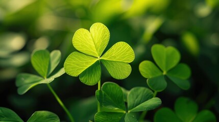 Fototapeta na wymiar A Background of Four Leaf Clovers for St Patricks Day