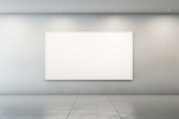 White blank board centrally positioned within the frame in the room.