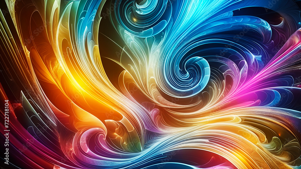 Wall mural abstract texture wallpaper and background with waves and curves in vivid colors. artistic pattern de