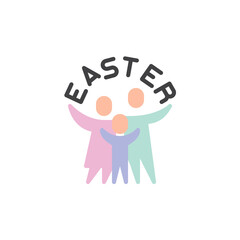 Family celebrating Easter together flat icon