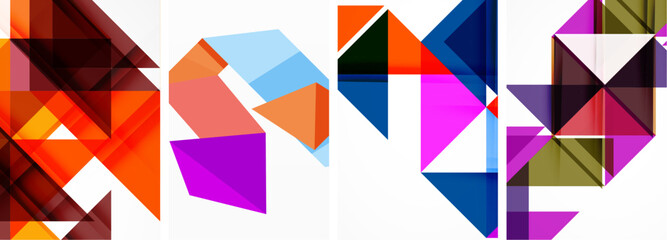 Set of colorful triangle poster cover template backgrounds. Vector illustration For Wallpaper, Banner, Background, Card, Book Illustration, landing page