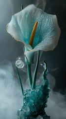 Calla Lily Crystal Diamond, A Teal Masterpiece Sparkling with Elegance and Brilliance.
