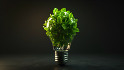 lightbulb with green leaves
