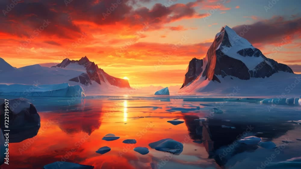 Wall mural Arctic sunset. AI