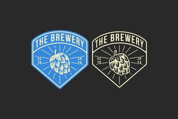 craft beer with hop badge logo graphic for brewing company label, sign, symbol or brand identity