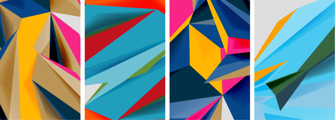 Set of mosaic triangle pattern abstract posters. Vector illustration For Wallpaper, Banner, Background, Card, Book Illustration, landing page