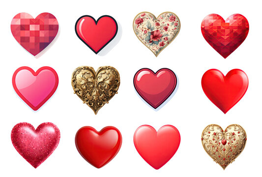 Heartfelt Icons Collection: Set of Various Heart Symbols