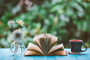 cup of coffee and book