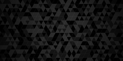 Abstract Black and gray square triangle tiles pattern mosaic background. Modern seamless geometric dark black pattern low polygon and lines Geometric print composed of triangles.