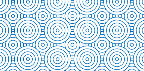 Modern diamond geometric waves spiral pattern and abstract circle wave lines. blue seamless tile stripe geomatics overlapping create retro square line backdrop pattern background. Overlapping Pattern.