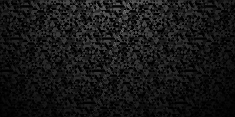 Abstract Black and gray square triangle tiles pattern mosaic background. Modern seamless geometric dark black pattern low polygon and lines Geometric print composed of triangles.