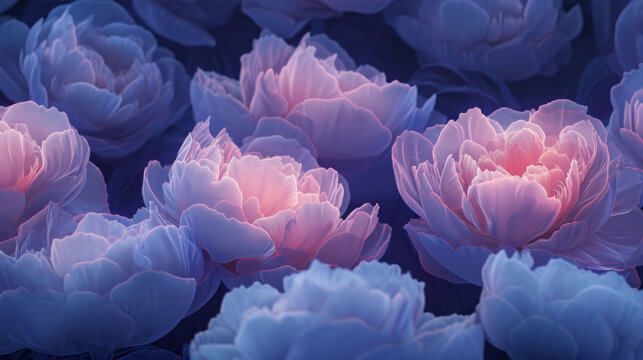  a close up of a bunch of flowers with pink and blue petals in the middle of the petals and the center of the flowers in the middle of the petals.