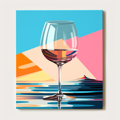 colorful wine glass painting Team with wine splashing, colorful, abstract