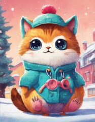 cat and christmas tree