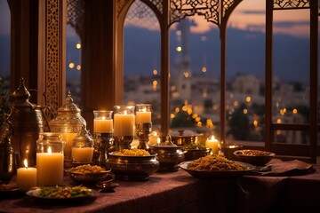 A photo of iftar dinner in holy month of ramadan