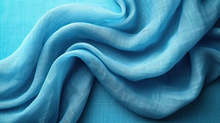  a close up of a blue fabric with a wavy design on the top of the fabric and bottom of the fabric.