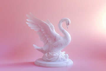 marble stone swan plinth statue on pastel background