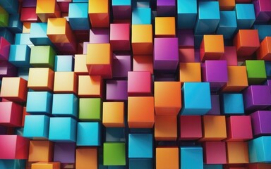 Abstract background or wallpaper with multi color 3D cube patterns