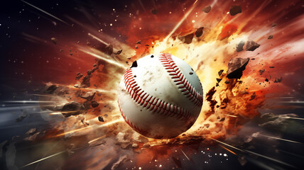 Design a dynamic blurred background for a baseball game, emphasizing the crack of the bat and the anticipation of a home run. - obrazy, fototapety, plakaty